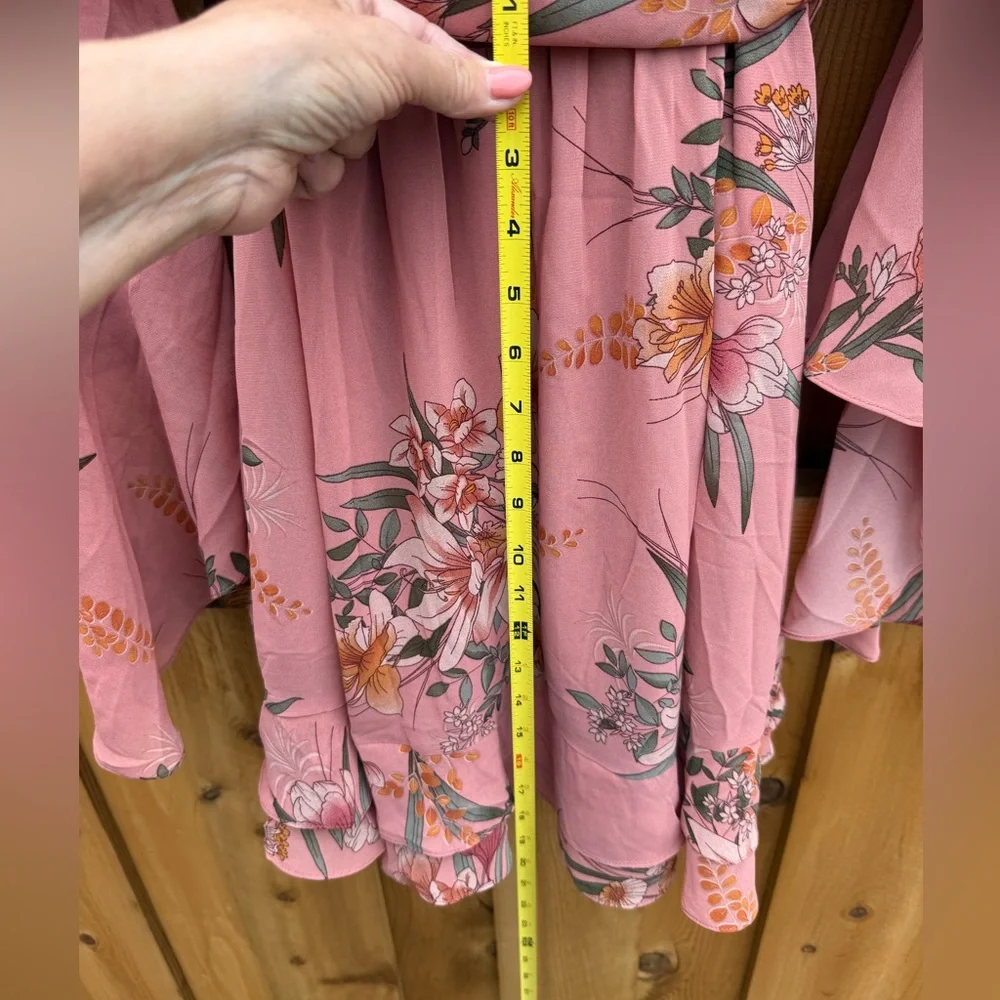 City Chic Pink Floral Wrap Dress - Picture 6 of 9